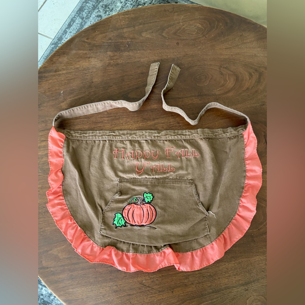 Arket Brown Apron with Orange Trim